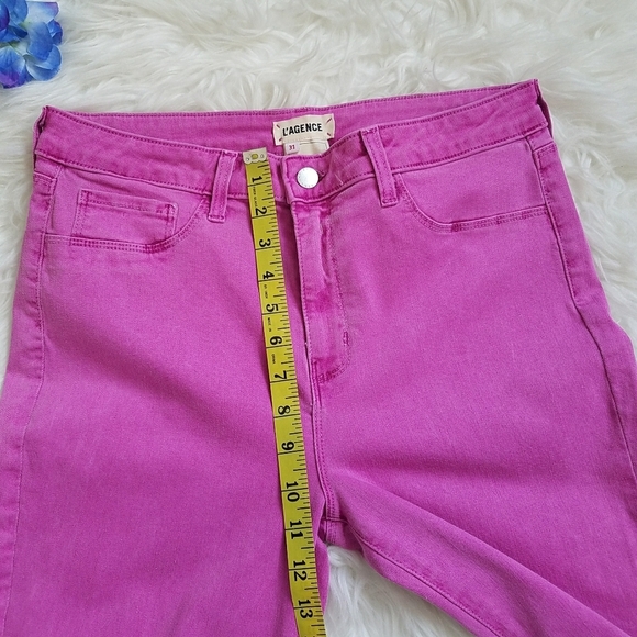 L'Agence Margot High Rise Crop Hot Pink Posey Skinny Jeans - Picture 4 of 8